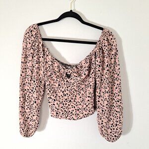 Reformation Pink Leopard Print Crop Top